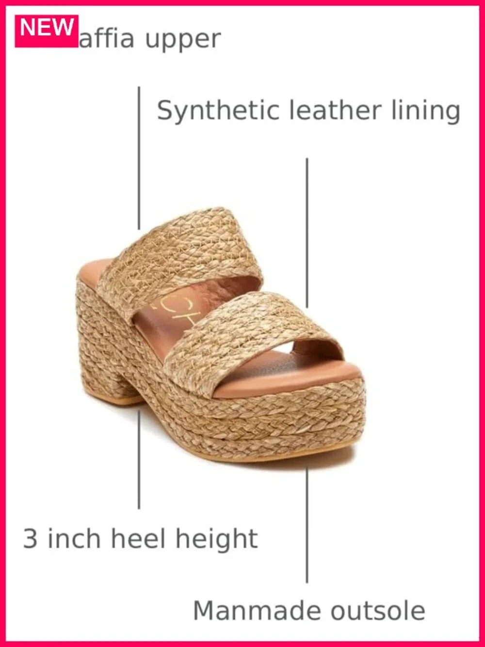 Woven Raffia Platform Wedge Sandals Espadrilles Block Heel 3